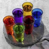 HI Waterglazen/drinkglazen Coloris - 6x stuks - transparant/kleurenmix - 320 ml