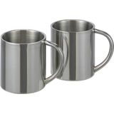 RVS - Mokken Set - Dubbelwandig - 200 ml - Outdoor/Camping Drink Mokken