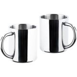 RVS - Mokken Set - Dubbelwandig - 200 ml - Outdoor/Camping Drink Mokken