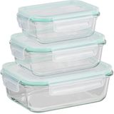 HI - Vershoudbakjes - Glas - Set van 3 - Luchtdicht - Met Deksel en Clips