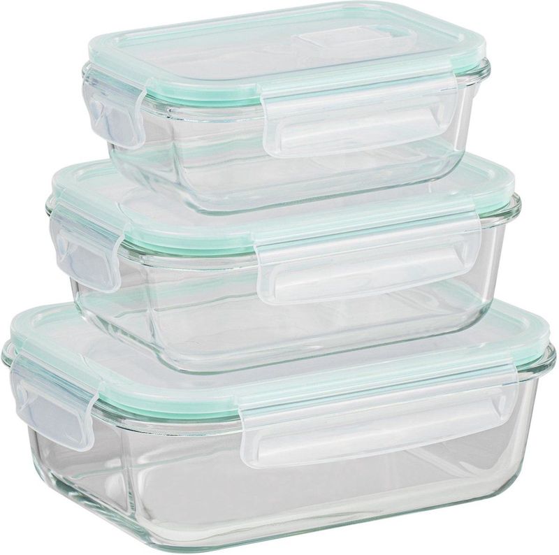 HI - Vershoudbakjes - Glas - Set van 3 - Luchtdicht - Met Deksel en Clips