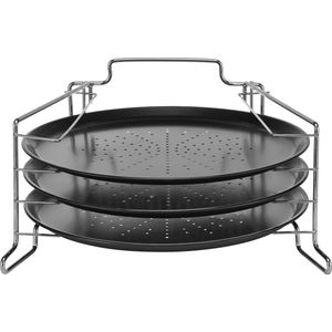 HI - Pizzabakset - 4-delig - Zwart - Koolstofstaal - Verchroomd Metaal