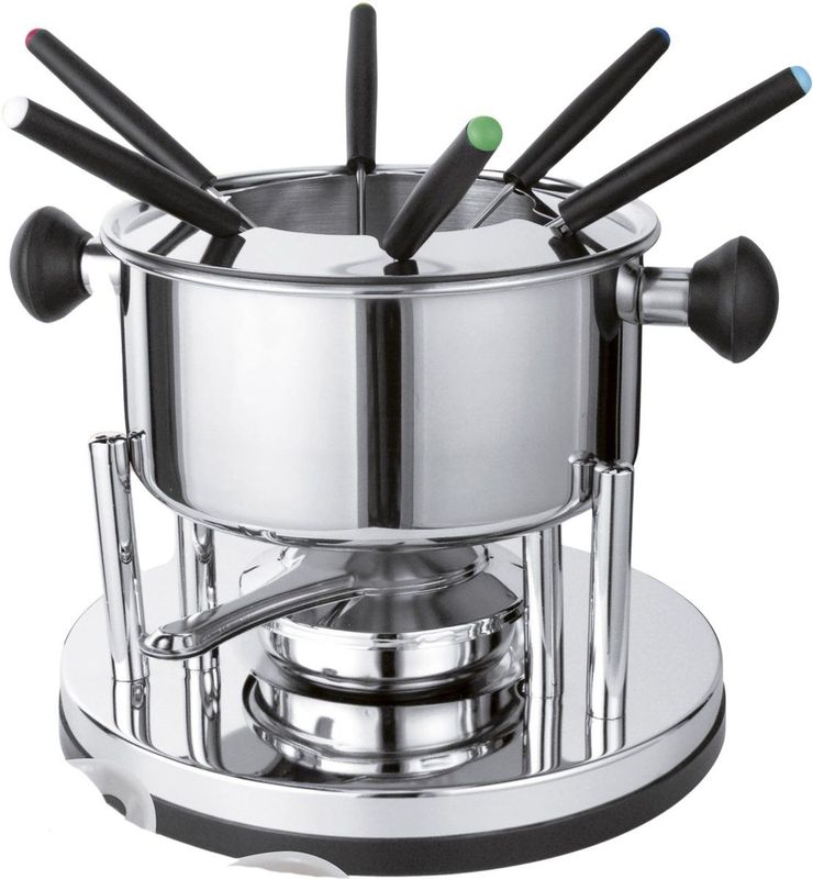 HI - Fondue Set - Zilver - 6 Personen - D18 cm - RVS/PP - Chocoladefondue - Kaasfondue