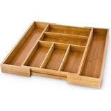 HI - Bestekbak - Bamboekleur - Bamboe en MDF - Uitschuifbaar