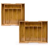 HI - Bestekbak - Bamboekleur - Bamboe en MDF - Uitschuifbaar