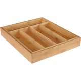 HI - Bestekbak - Bamboekleur - Bamboe en MDF - Uitschuifbaar