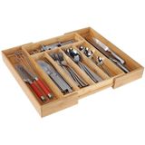 HI - Bestekbak - Bamboekleur - Bamboe en MDF - Uitschuifbaar