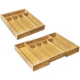 Bestekbak - Uitschuifbaar - Hout - 7-vaks - Inclusief 20-delige Bestek Set