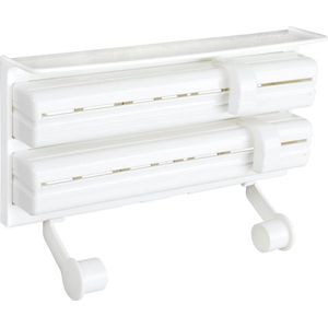 HI - Rolhouder Wandmontage - Wit - ABS en Roestvrij Staal - 3-in-1 Houder