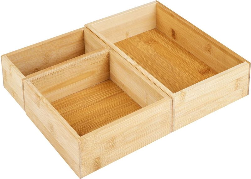 HI - Kast/lade/make-up Sorteer Organizers - Bamboe/Hout - 3 Stuks - 3 Verschillende Maten
