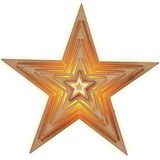Kerstster - verlicht - hout - 15 cm - warm wit licht - op batterij - kerstverlichting