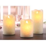 3x Creme witte LED kaarsen/stompkaarsen - LED kaarsen op batterijen kaarsensets