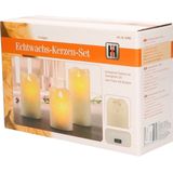 3x Creme witte LED kaarsen/stompkaarsen - LED kaarsen op batterijen kaarsensets