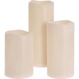 3x Creme witte LED kaarsen/stompkaarsen - LED kaarsen op batterijen kaarsensets