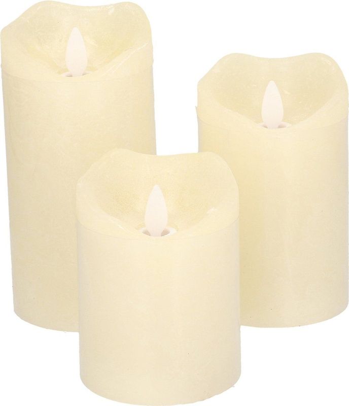 3x Creme witte LED kaarsen/stompkaarsen - LED kaarsen op batterijen kaarsensets