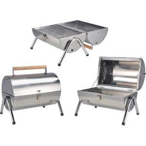 HI Houtskool Barbecue - Tafelbarbecue - RVS - Zilver