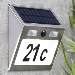 HI Huisnummerlamp solar LED zilverkleurig