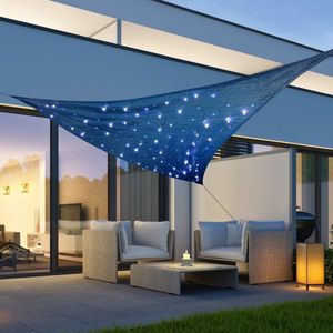 HI Zonnezeil met 100 LED's 2x3 m Lichtblauw - Verlichte Schaduwdoek