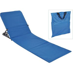 Inklapbare strandmat / strandstoel met rugleuning (blauw)