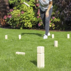 Houten Kubb-spel van HI - Ideaal voor gezinsplezier met maximaal 6 spelers - Duurzaam grenenhout - Geschikt voor elke ondergrond
