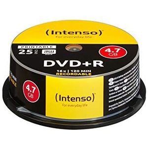 Intenso DVD+R 4,7 GB 16x DVD-blanco bedrukbaar krasbestendig 25 spindels