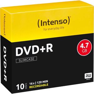 Intenso DVD + R 4,7 GB snelheid, 1 8 x resistent, krasbestendig, uitwerpbehuizing ""Kick Out Case Single Version"", 5 stuks