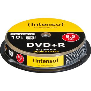 1x10 Intenso DVDR 8.5GB 8x Speed. Dubbel Laags Printable