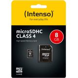 8 GB MicroSD geheugenkaart Class 4 8GB met SD adapter