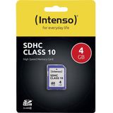 Intenso - SD Class 10 - Geheugenkaart - Zilver - 4 GB - SDHC
