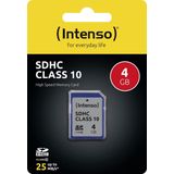 Intenso - SD Class 10 - Geheugenkaart - Zilver - 4 GB - SDHC