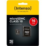 Intenso - Micro SDHC Kaart - Class 10 - 16GB - Dataopslag