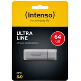Intenso USB 3.0 Stick 64GB, Ultra Line, zilver type A, (R) 70MB/s, blisterverpakking