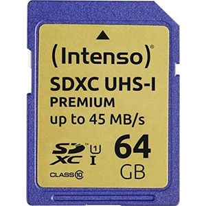 Intenso Premium SDXC UHS-I 64GB Class 10 geheugenkaart blauw
