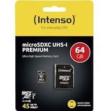 Intenso Micro SDXC Geheugenkaart 64GB - Class 10 - UHS-I Premium - Met SD Adapter