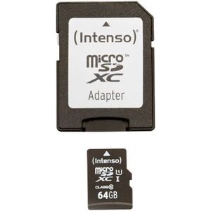 Intenso Micro SDXC Geheugenkaart 64GB - Class 10 - UHS-I Premium - Met SD Adapter
