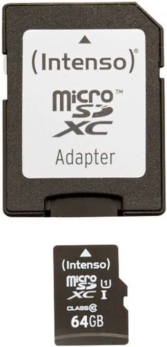 Intenso Micro SDXC Geheugenkaart 64GB - Class 10 - UHS-I Premium - Met SD Adapter