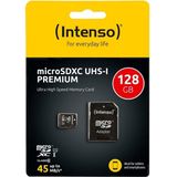 Intenso Premium microSDXC-kaart 128 GB Class 10, UHS-I Incl. SD-adapter
