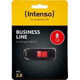 Intenso - Business Line - USB Stick - Zwart/Rood - 8GB - USB 2.0