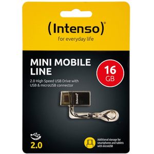 Intenso 3524470 Mini Mobile Line On-the-go 16 GB USB-stick USB 2 (USB en micro-USB) zwart