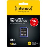 Intenso - Professionele SDHC UHS-I - Geheugenkaart - Blauw - 16GB - Tot 100 MB/s