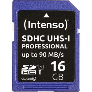Intenso Professional SDHC UHS-I Class 10, U3, V30 16GB geheugenkaart (tot 100 MB/s) blauw