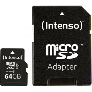 Intenso Professional Microsdxc Uhs-I Class 10 64Gb Geheugenkaart Incl. Sd-Adapter (Tot 90Mbps), Zwart