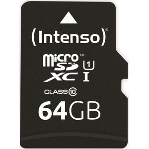 Intenso Professional Microsdxc Uhs-I Class 10 64Gb Geheugenkaart Incl. Sd-Adapter (Tot 90Mbps), Zwart