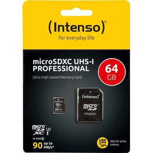 Intenso - Micro SDXC-kaart - 64 GB - Zwart - UHS-I