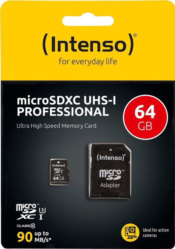 Intenso - Micro SDXC-kaart - 64 GB - Zwart - UHS-I