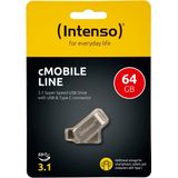 Intenso - cMobile Line - USB Stick - 64GB - Zilver - Metaal