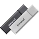 (Intenso) Alu Line USB-stick - 32GB - USB 2.0 - zilver/antraciet - 2-PACK