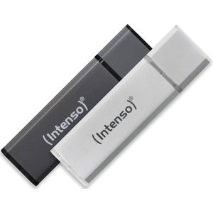 (Intenso) Alu Line USB-stick - 32GB - USB 2.0 - zilver/antraciet - 2-PACK