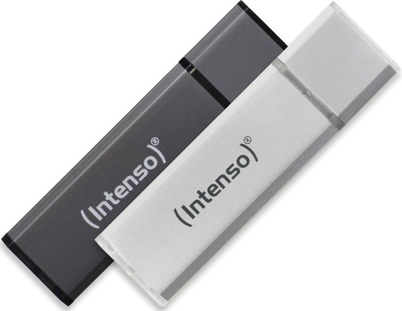 (Intenso) Alu Line USB-stick - 32GB - USB 2.0 - zilver/antraciet - 2-PACK