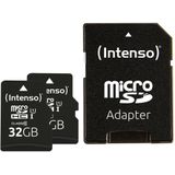 Micro SD Memory Card with Adaptor INTENSO 32 GB x 2